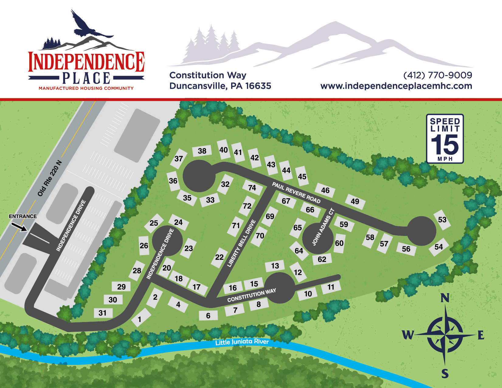 Independence Place Park Map front side